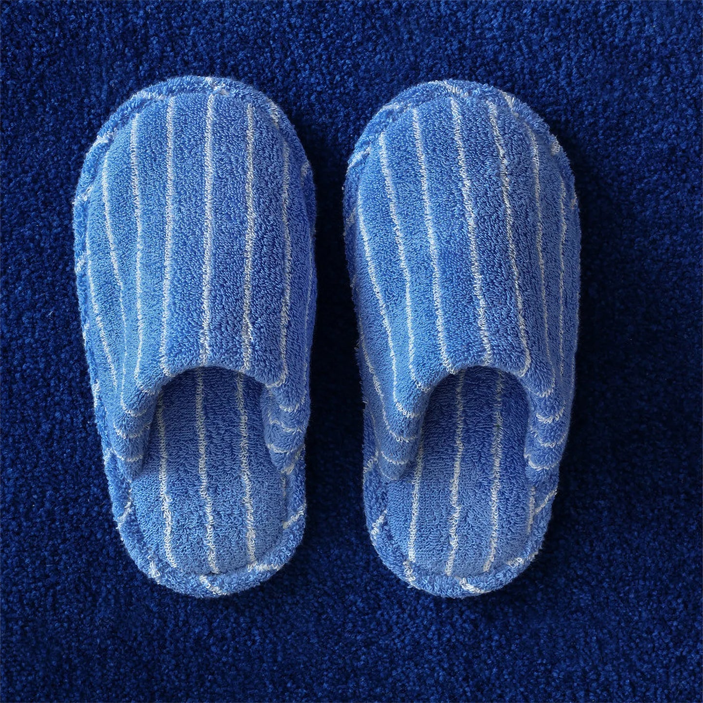 Soft Terry Pinstripe Cotton House Slippers