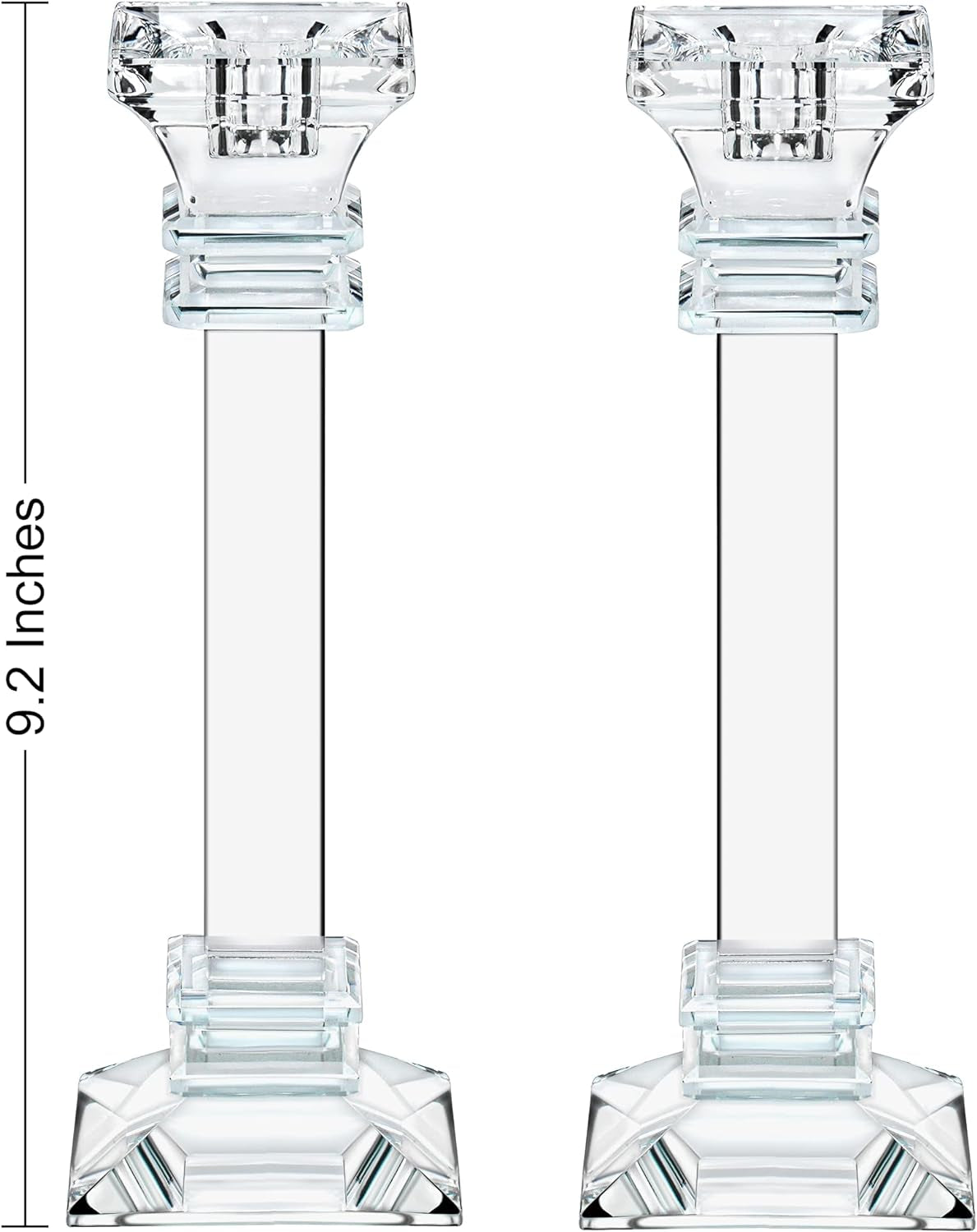 Crystal Candle Holders Set of 2-9.2" Tall Crystal Candlestick Holders - Ultra Elegant & Modern Centerpiece Home Décor Candleholders Candles & Holders Candlestick Holders Home & Kitchen Home Décor Products