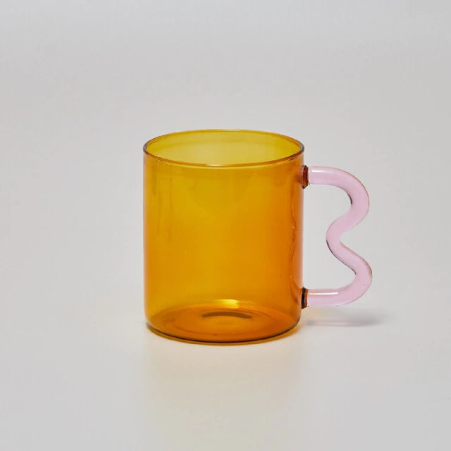 Pastel Glass Wavy Handle Mug SUB CATEGORY_Desk Accessories