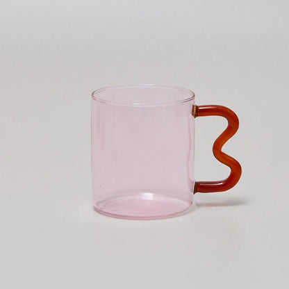 Pastel Glass Wavy Handle Mug SUB CATEGORY_Desk Accessories