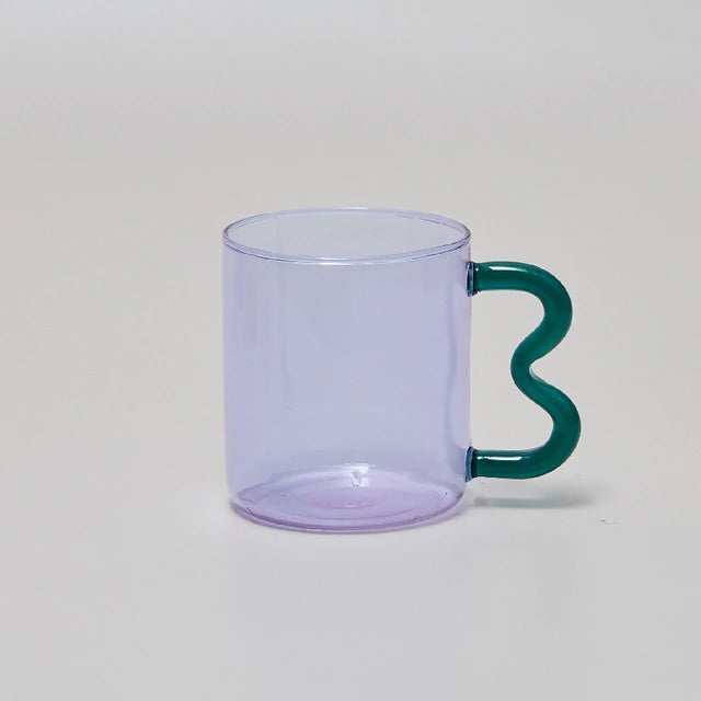 Pastel Glass Wavy Handle Mug SUB CATEGORY_Desk Accessories