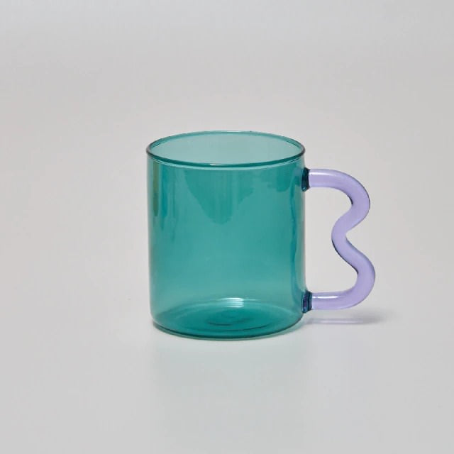 Pastel Glass Wavy Handle Mug SUB CATEGORY_Desk Accessories