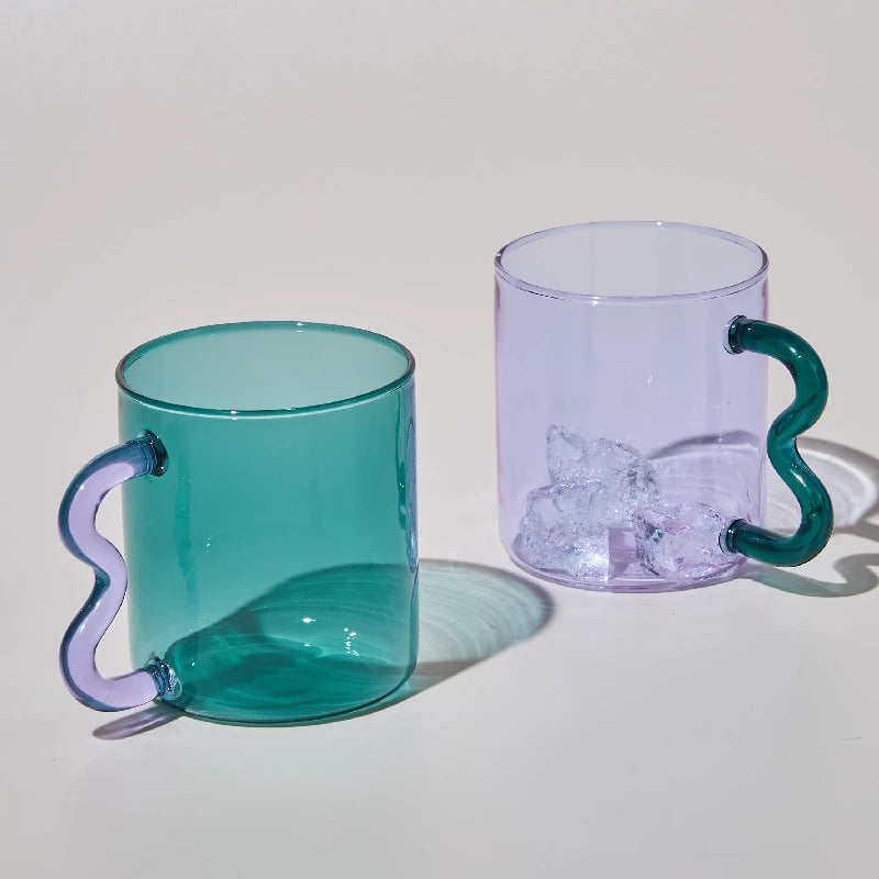 Pastel Glass Wavy Handle Mug SUB CATEGORY_Desk Accessories