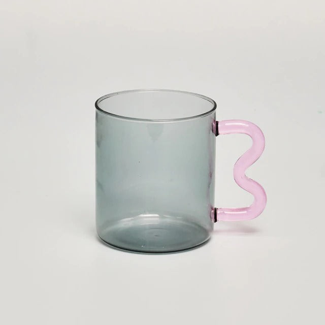 Pastel Glass Wavy Handle Mug SUB CATEGORY_Desk Accessories