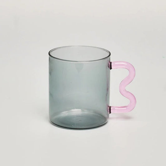 Pastel Glass Wavy Handle Mug SUB CATEGORY_Desk Accessories