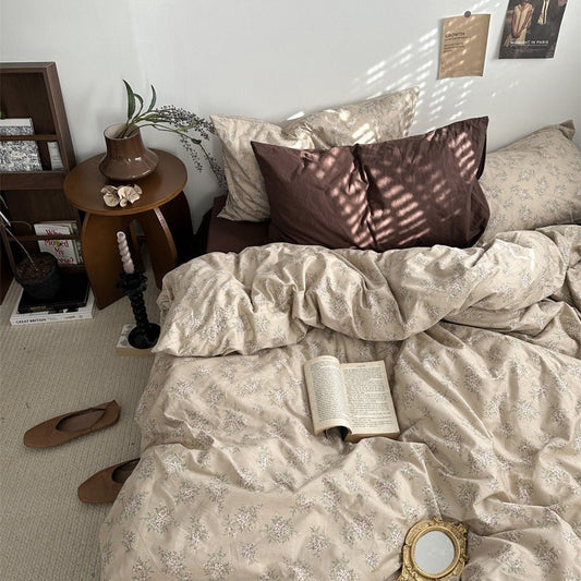 Dark Academia Vintage Brown Bedding Set bed sheet bedsheets coquette cottagecore duvet cover