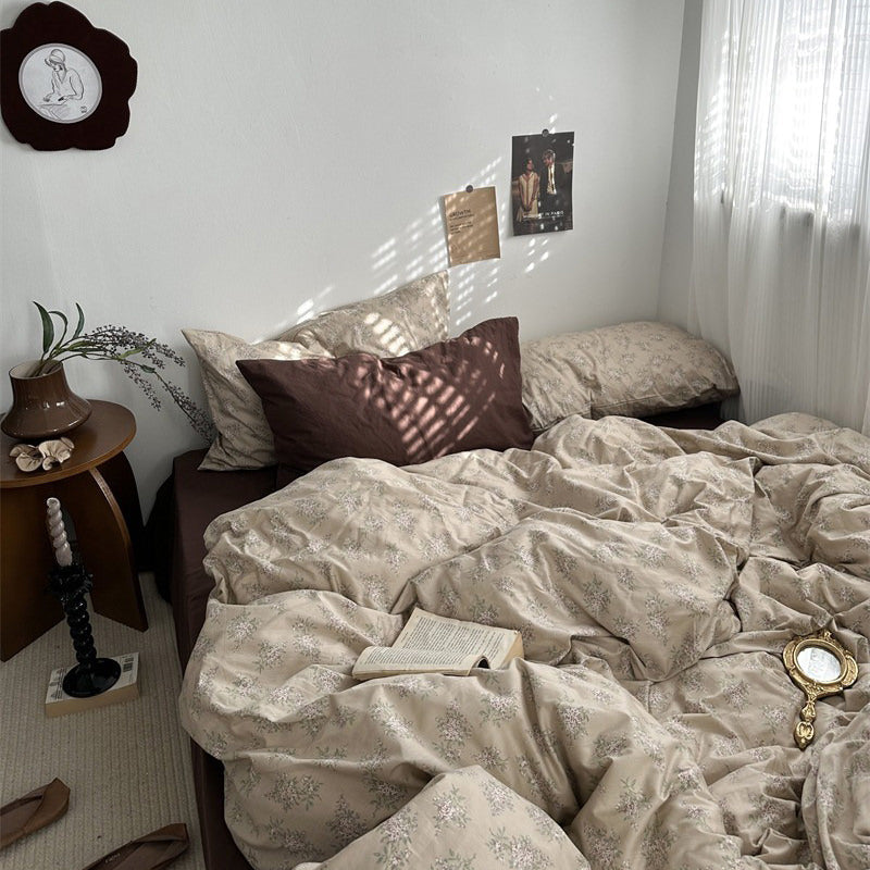 Dark Academia Vintage Brown Bedding Set bed sheet bedsheets coquette cottagecore duvet cover