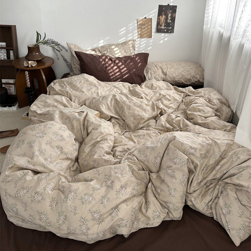 Dark Academia Vintage Brown Bedding Set bed sheet bedsheets coquette cottagecore duvet cover