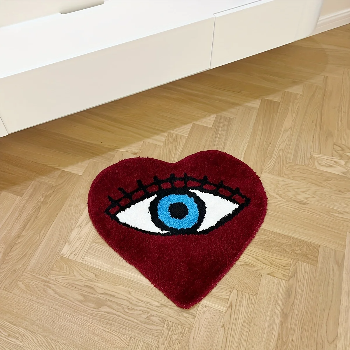 Dark Red Eye Heart Tufted Rug