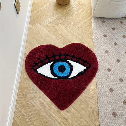 Dark Red Eye Heart Tufted Rug