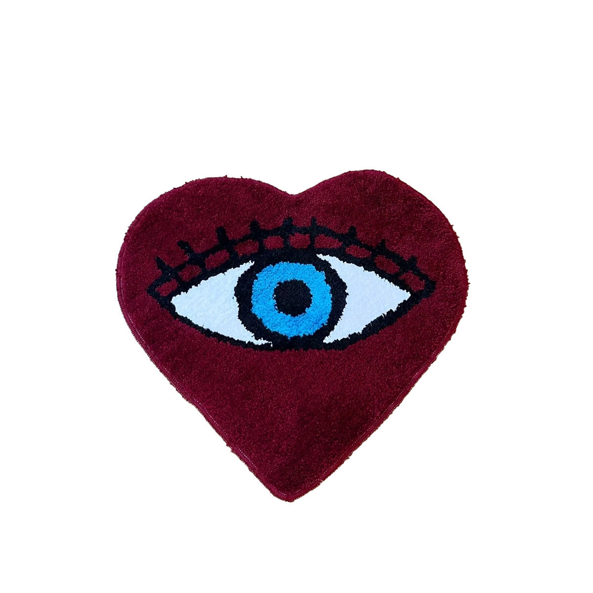Dark Red Eye Heart Tufted Rug