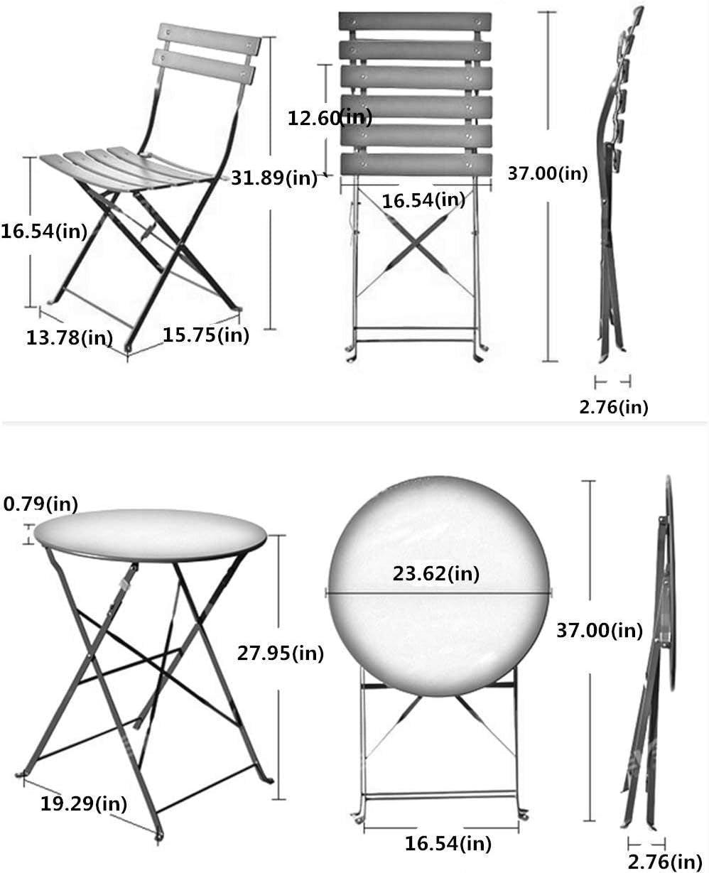 Grand Patio Premium Steel Patio Bistro Set, Folding Outdoor Patio Furniture Sets, 3 Piece Patio Set of Foldable Patio Table and Chairs, Black Bistro Sets Lawn & Garden Patio Patio Furniture & Accessories Patio Furniture Sets