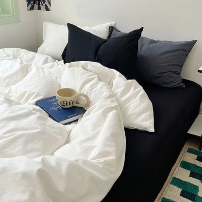 Soft Washed Solid Color Cotton Bedding Set