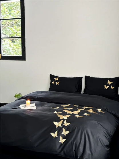 Papillon Egyptian Cotton Embroidery Bedding Set