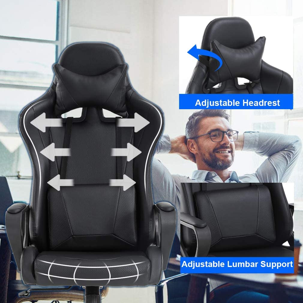 Bestoffice Office Chair Gaming Chair Desk Chair Ergonomic Racing Style Executive Chair with Lumbar Support Adjustable Stool Swivel Rolling Computer Chair for Women,Man Furniture Game & Recreation Room Furniture Gaming Chairs Home & Kitchen Video Game Chairs