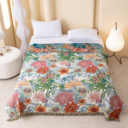 Vintage Tropical Floral  Reversible Gauze Quilt