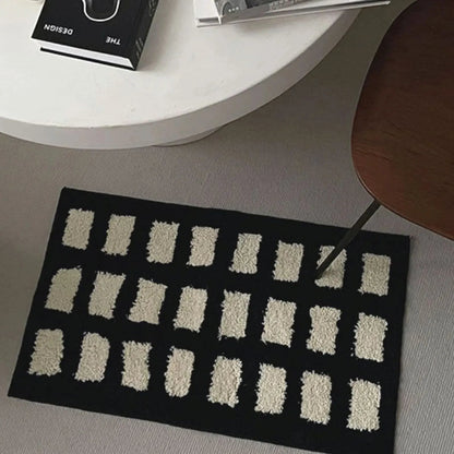 Tufted Plush Block Grid Accent Rug