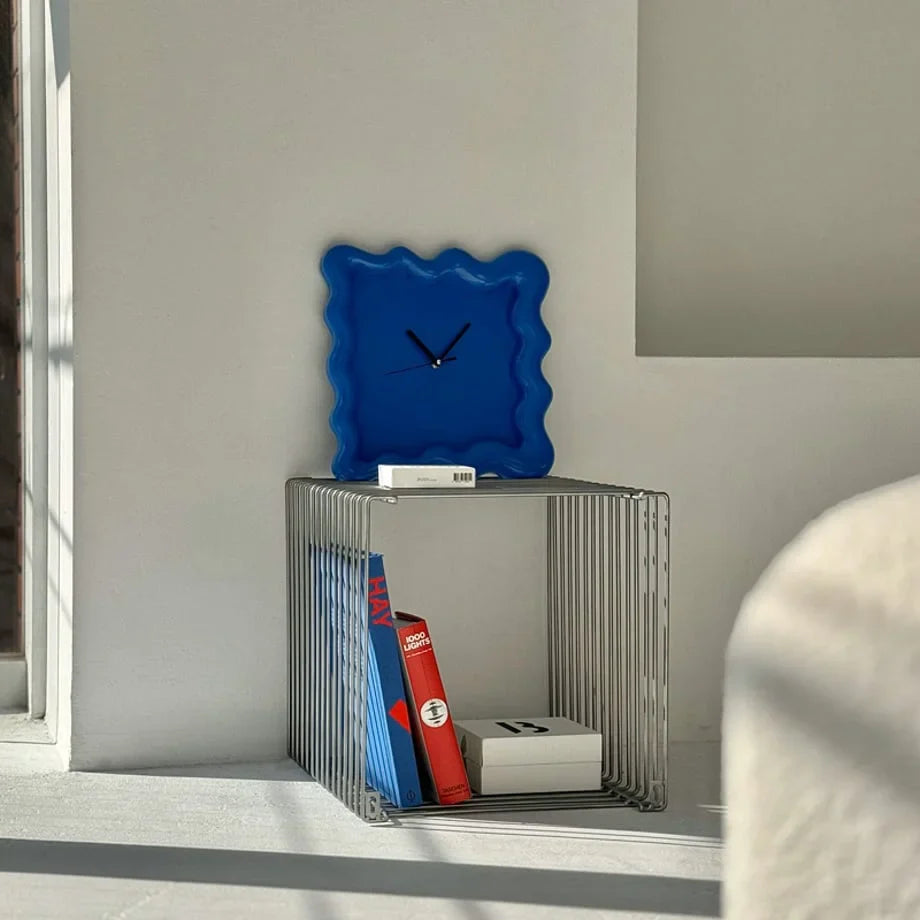 Wavy Squiggle Frame Minimalist Melamine Clock