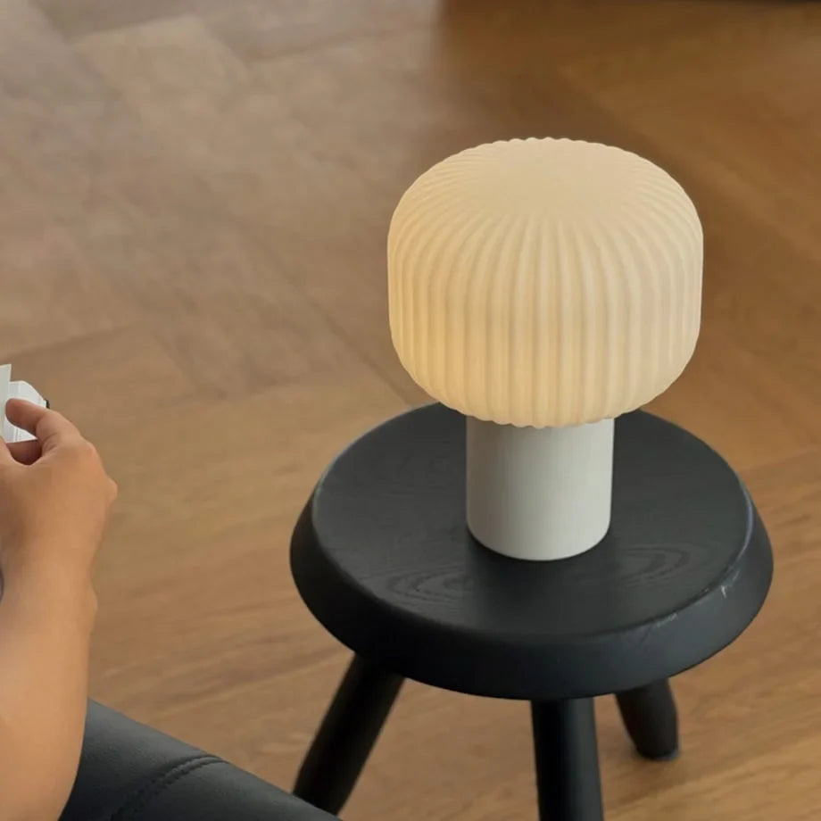 Pleated Glass Mushroom Accent Lamp