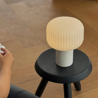 Pleated Glass Mushroom Accent Lamp