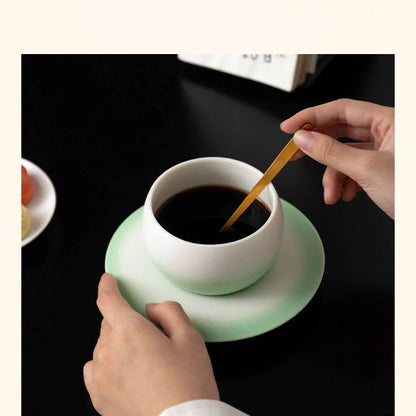 Matte Ombre Ceramic Coffee Cup & Saucer Set