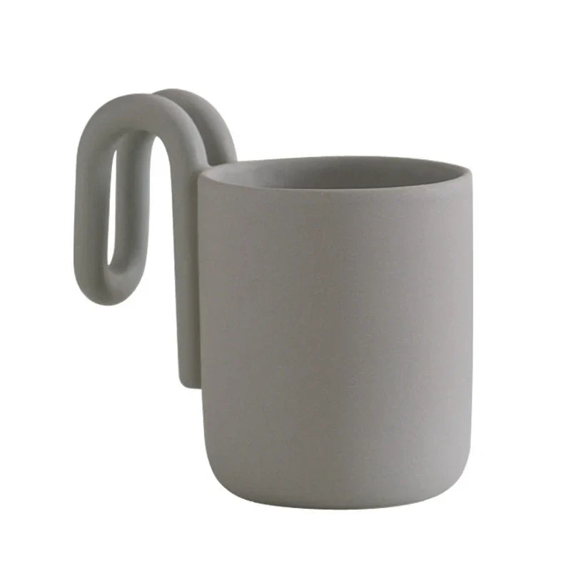 Sculptural Loop Handle Frosted Ceramic Mug