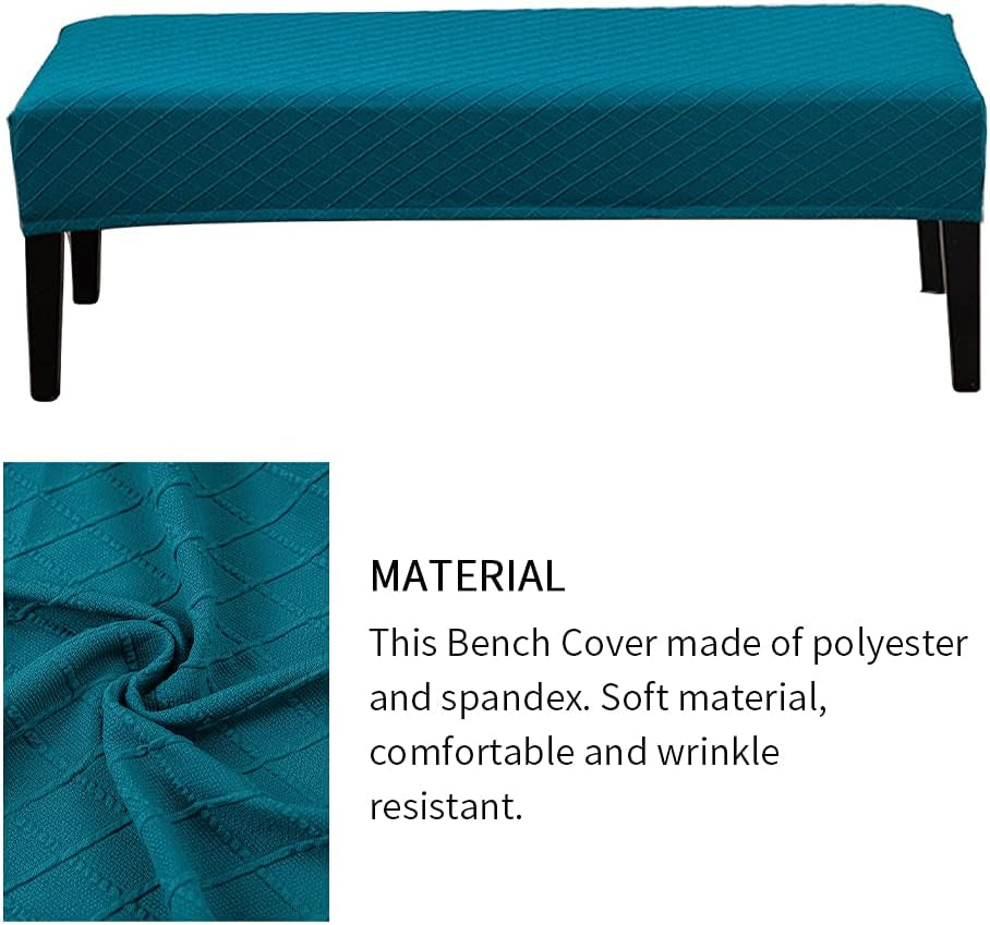 Dining Room Bench Cover,Stretch Jacquard Dining Bench Cover,Spandex Upholstered Bench Seat Slipcovers Soft Rectangle Furniture Protector for Kitchen Dining Bench Seat Protector(Blue) Dining Chair Slipcovers Home & Kitchen Home Décor Products Slipcovers