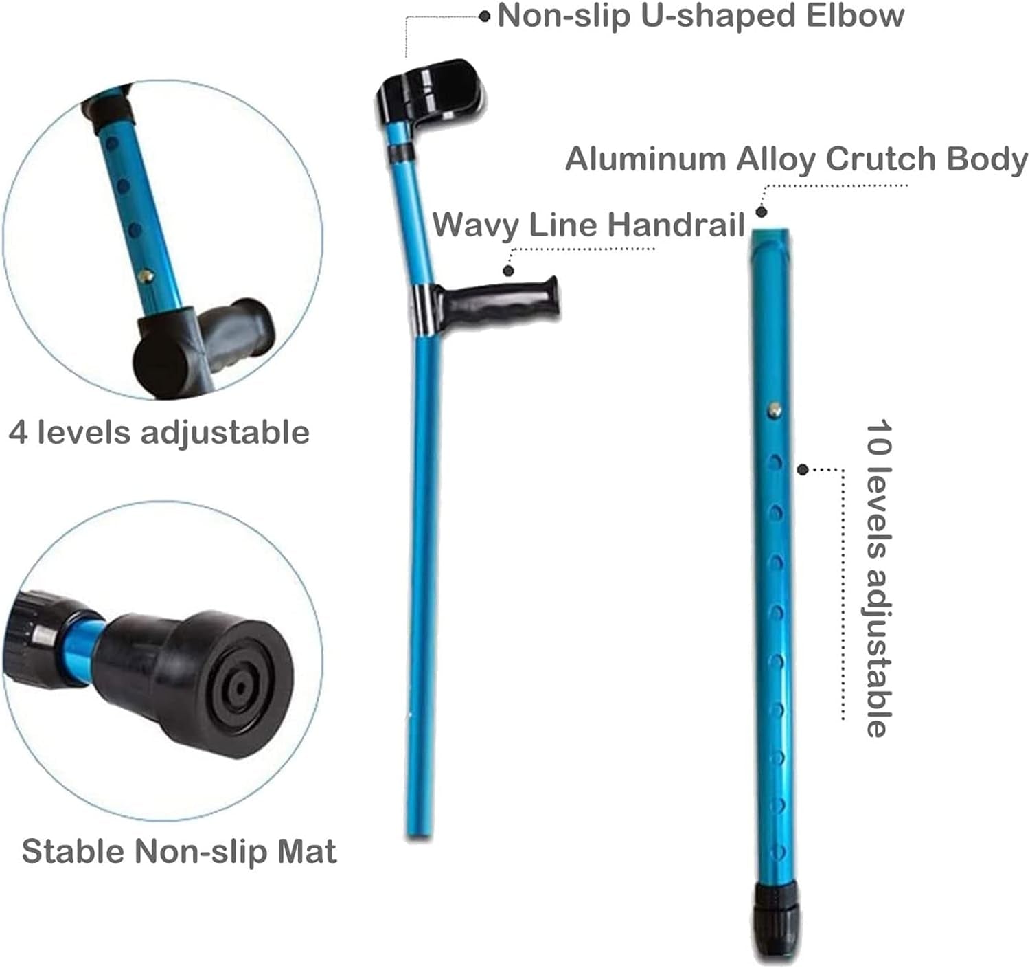 Forearm Crutch for Adult, Portable Folding Walking Stick, Ergonomic Adjustable Aluminum Walking Cane with Arm Support for Seniors Disabled Elderly Canes Crutches Crutches & Accessories Health & Household Medical Supplies & Equipment Mobility & Daily Living Aids Mobility Aids & Equipment