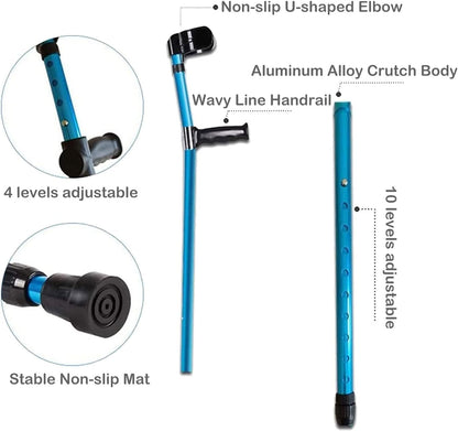 Forearm Crutch for Adult, Portable Folding Walking Stick, Ergonomic Adjustable Aluminum Walking Cane with Arm Support for Seniors Disabled Elderly Canes Crutches Crutches & Accessories Health & Household Medical Supplies & Equipment Mobility & Daily Living Aids Mobility Aids & Equipment