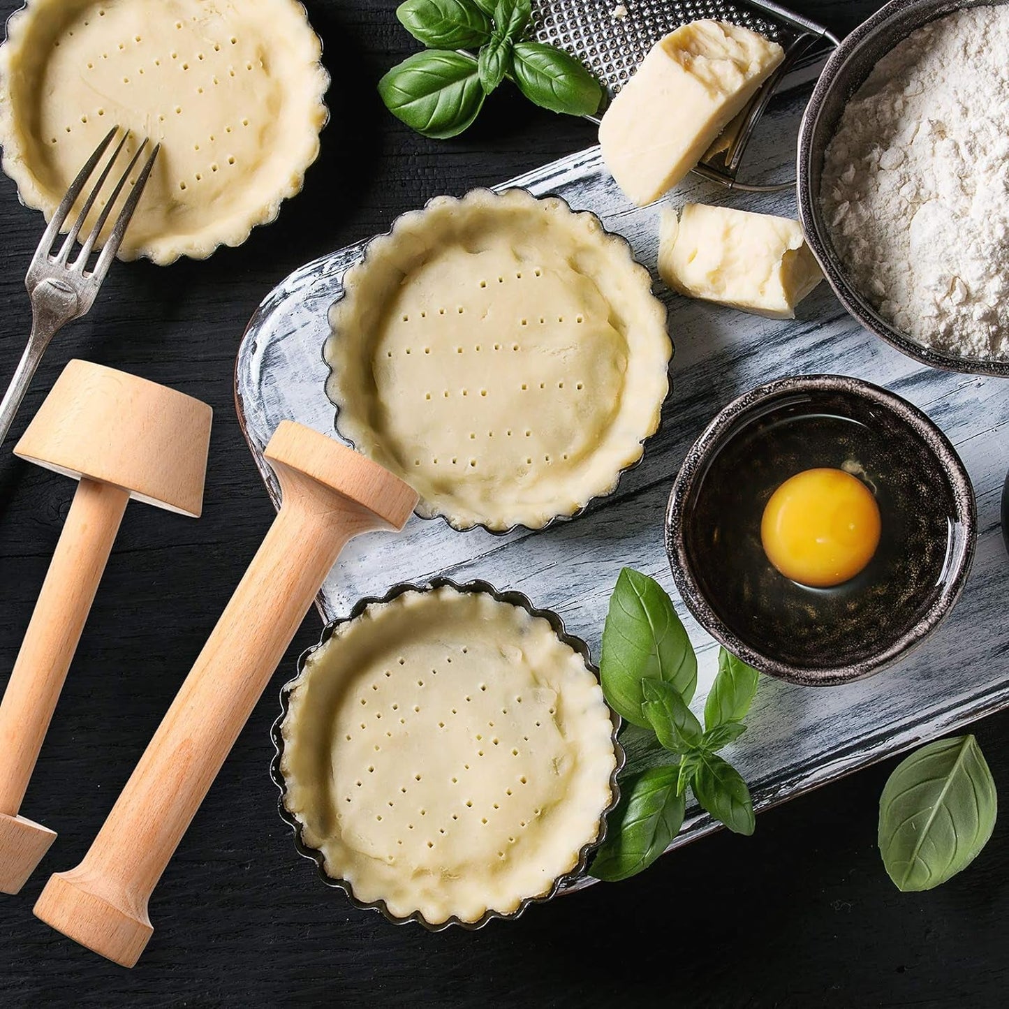 Patelai 2 Pcs Wooden Pastry Tamper Mini Tart Tamper Set Double Side Pie Pastry Dough Tamper Egg Tart Mold DIY Cake Pastry Tools for Egg Tart, Cheesecakes, Pasta and Dessert Baking Bakeware Home & Kitchen Kitchen & Dining Pie Tart & Quiche Pans Tart Pans