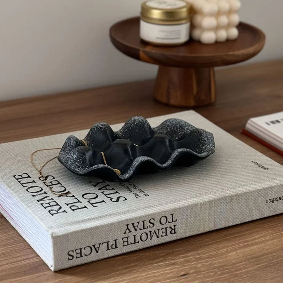 Speckled Wavy Ceramic Jewelry Dish