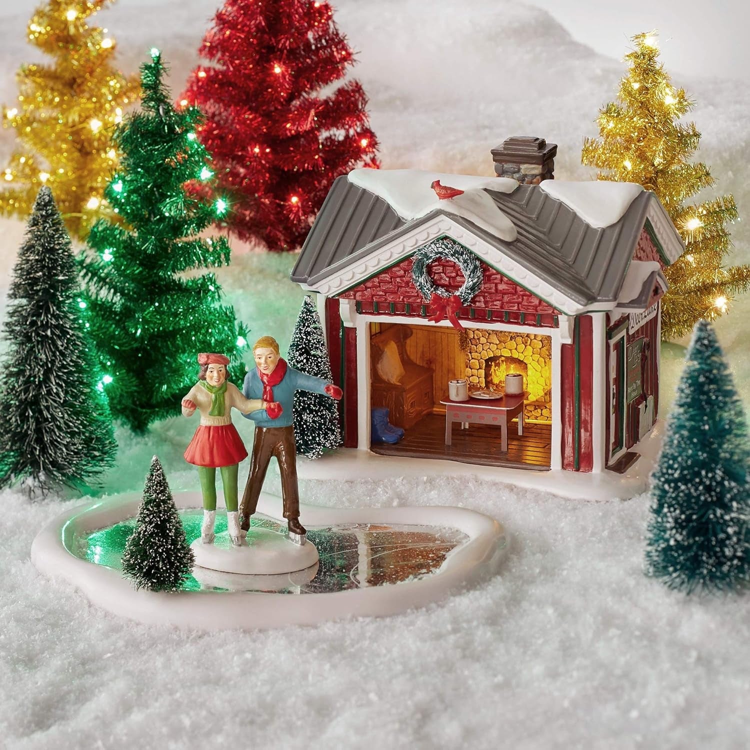 Department 56 6004814 Original Snow Village Holiday Skating Party Lit Building and Accessory Set, 5.25 Inch, Multicolor Collectible Buildings Collectible Buildings & Accessories Home & Kitchen Home Décor Accents Home Décor Products