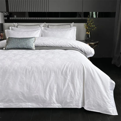 Ulla White Cotton Jacquard Bedding Set