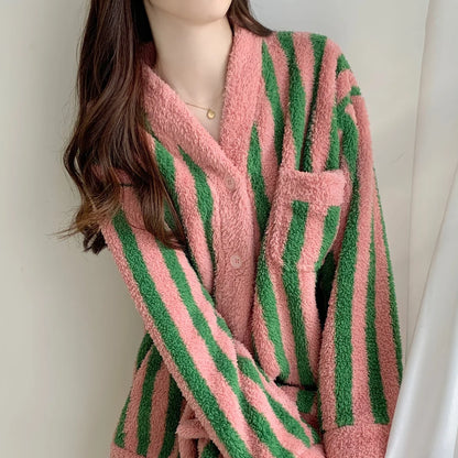 Plush Bold Striped Fleece Pajama Set