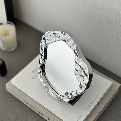 Molten Irregular Chrome Desktop Mirror