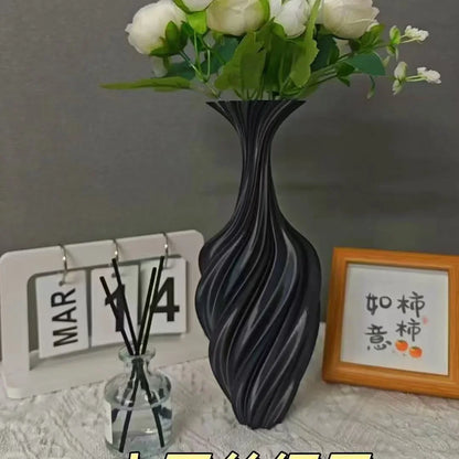 Sculptural Swirl Ribbed PLA Vase
