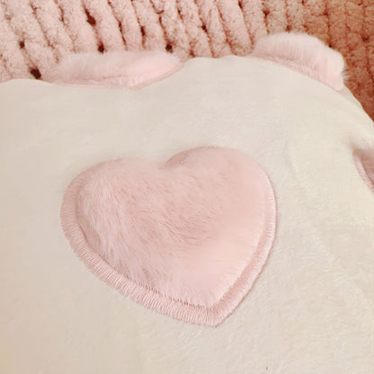 Pink Plush Hearts Cushion Cover