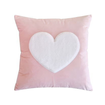 Pink Plush Hearts Cushion Cover