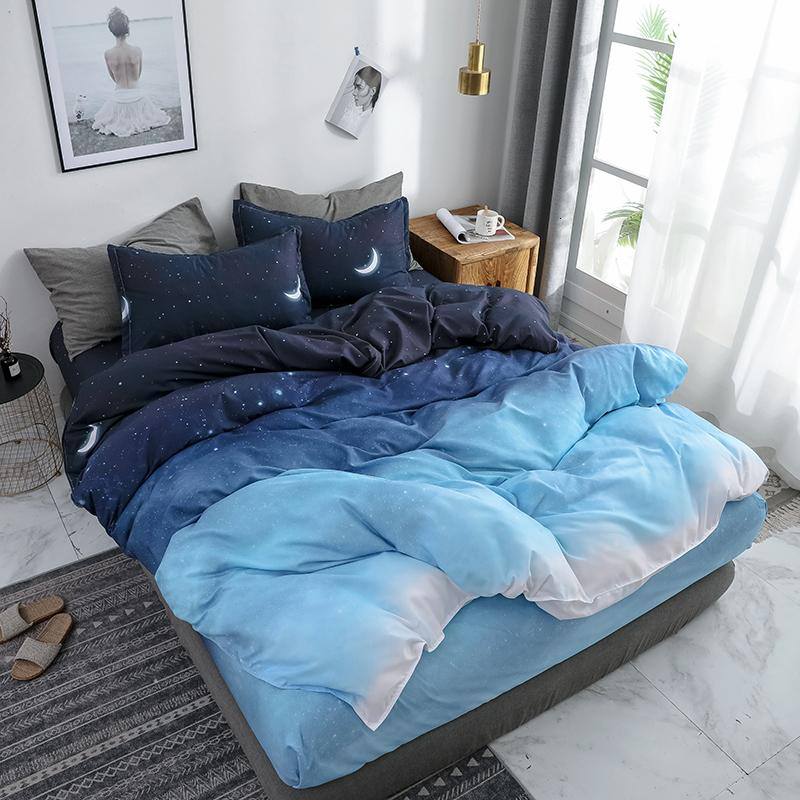 Starry Night Sky Bedding Set bed sheet bedsheets blue deep blue sheet set SUB CATEGORY_Bedding Sets