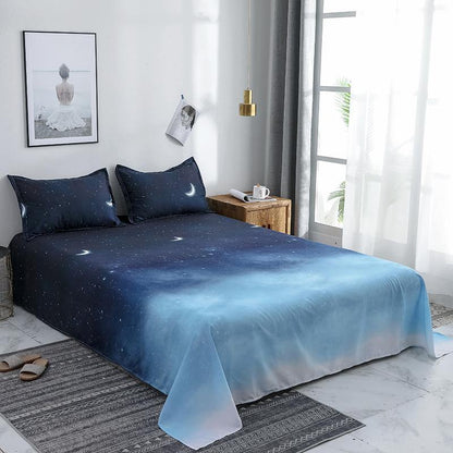 Starry Night Sky Bedding Set bed sheet bedsheets blue deep blue sheet set SUB CATEGORY_Bedding Sets