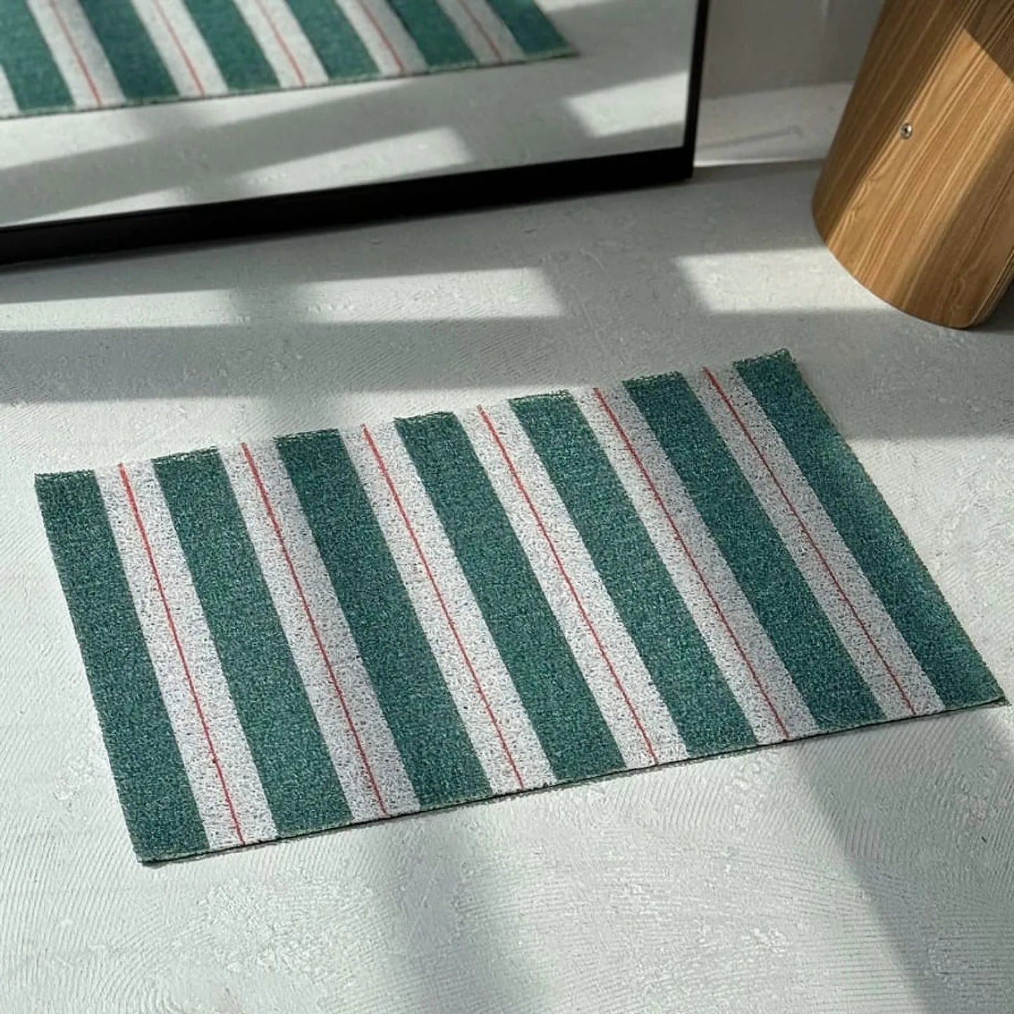 Textured Pinstripe PVC Coil Accent Rug