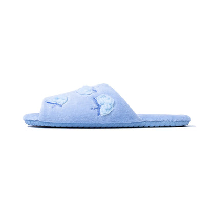 Fuzzy Peach Embroidered Plush Fleece Slides