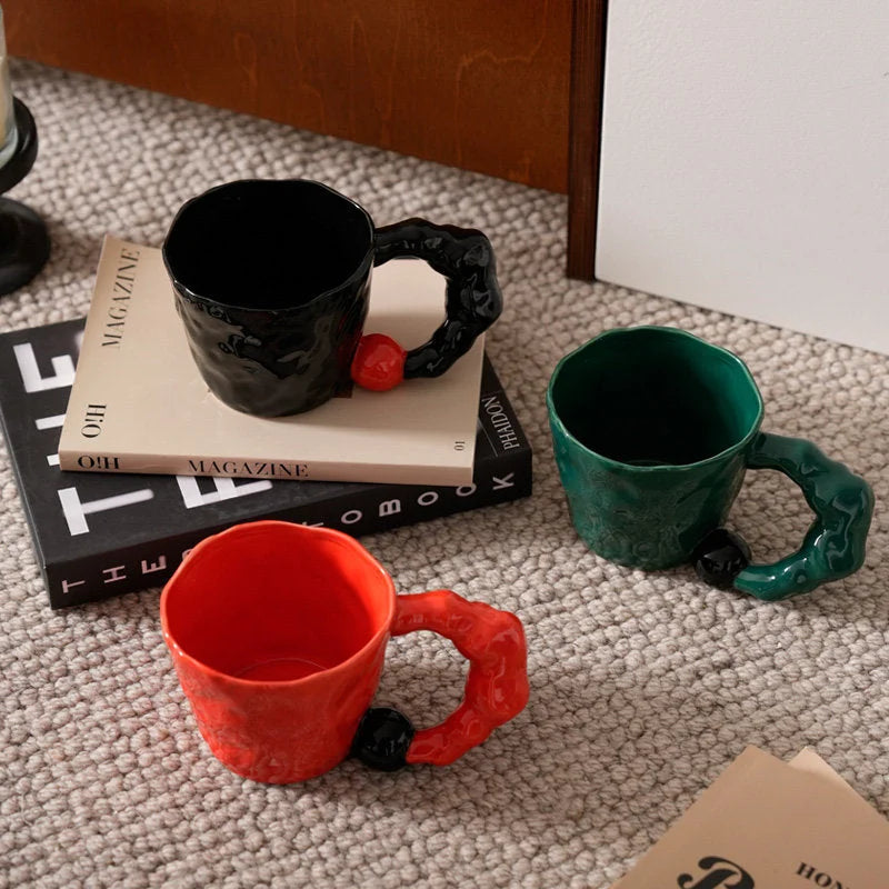 Chunky Sculptural Handle Ceramic Mug