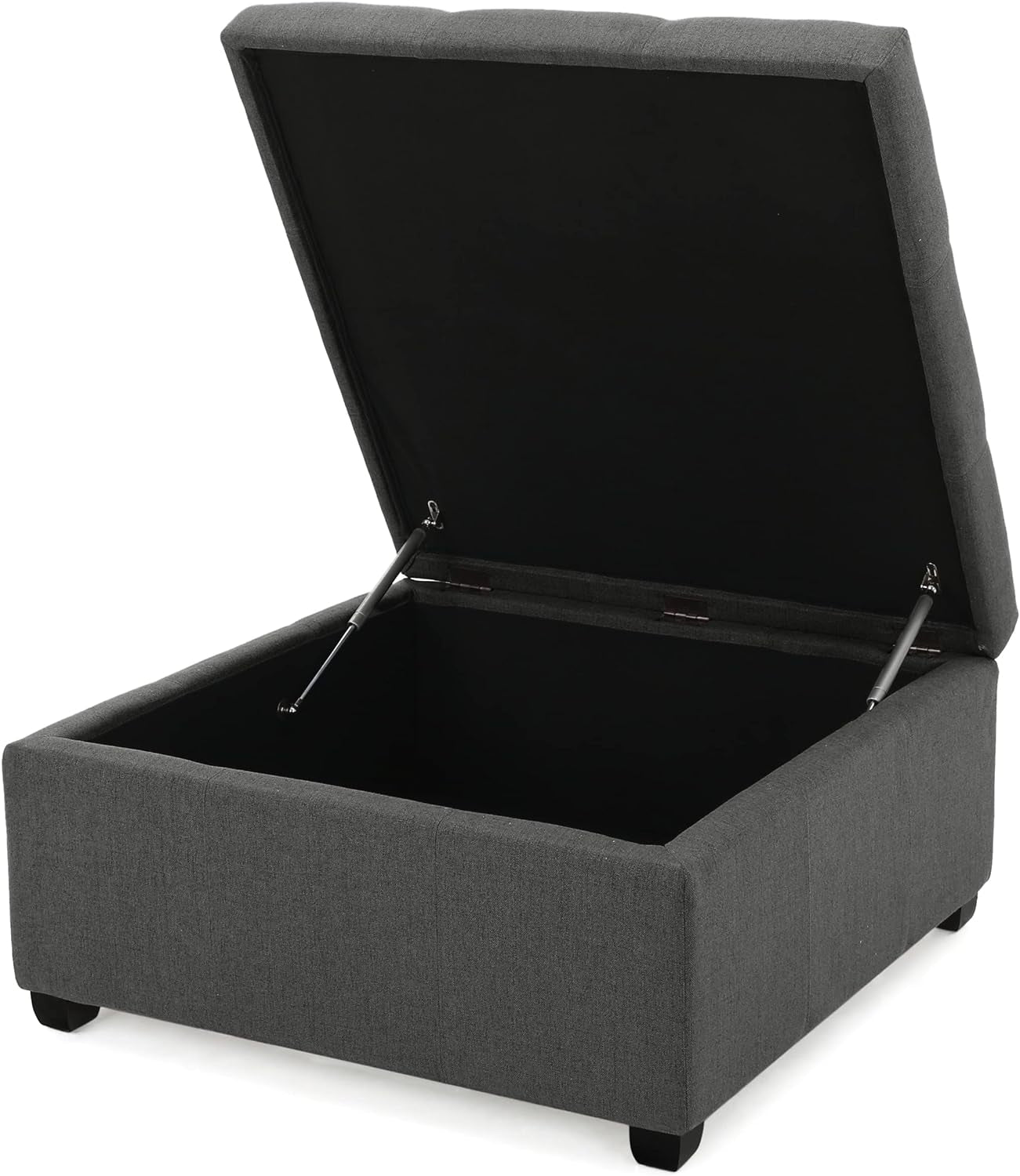 Christopher Knight Home Gdfstudio Christopher Knight Home Carlsbad Fabric Storage Ottoman, Dark Grey 35.00”D X 35.00”W X 18.50”H Furniture Home & Kitchen Living Room Furniture Ottomans