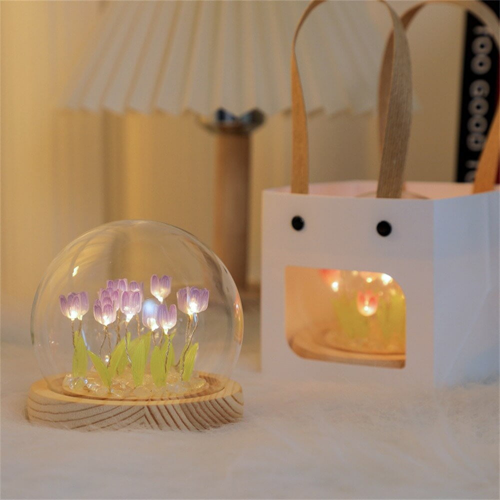 DIY Mini Tulip Flower Night Lights bedside lamp diy decor night lamp