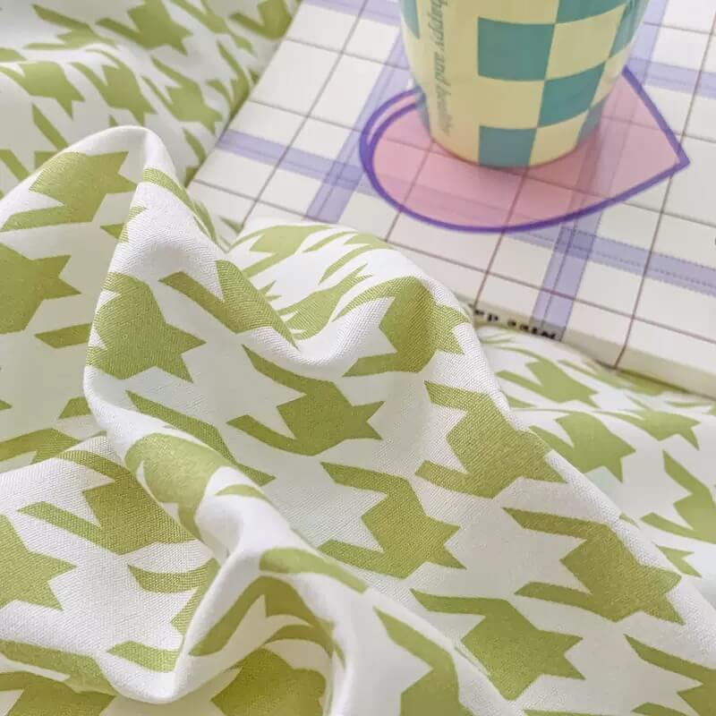 Dogtooth Check Korean Bedding Set 2.0 bed sheet bedsheets kawaii bedding korean bedding pastel bedding