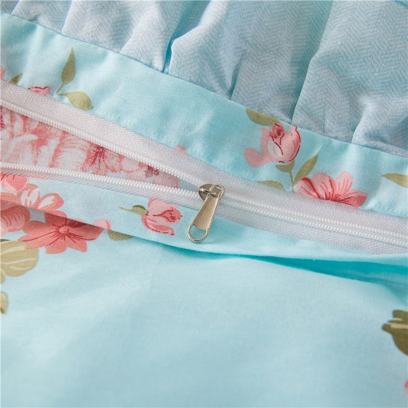 Anais Romantic Floral Ruffled Cotton Bedding Set