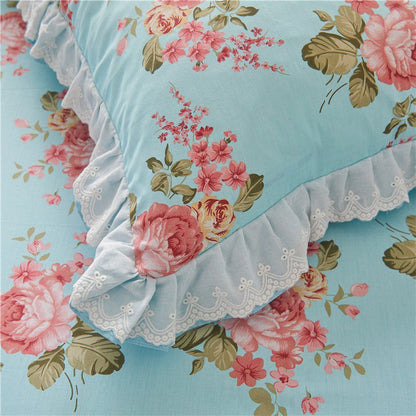 Anais Romantic Floral Ruffled Cotton Bedding Set