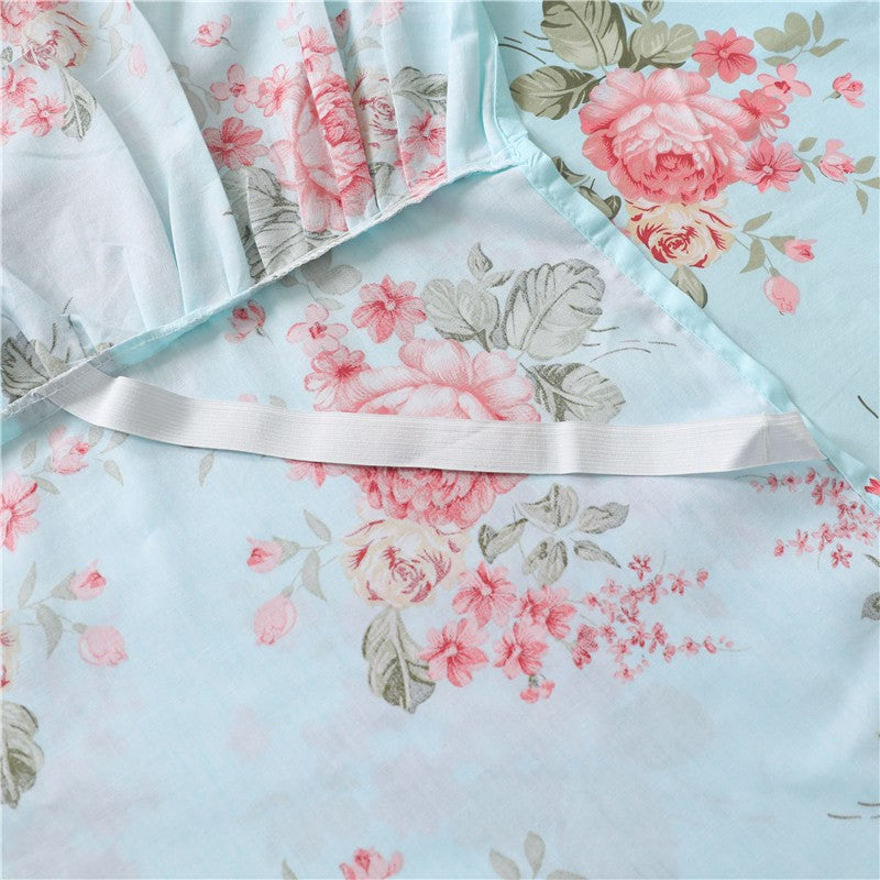Anais Romantic Floral Ruffled Cotton Bedding Set
