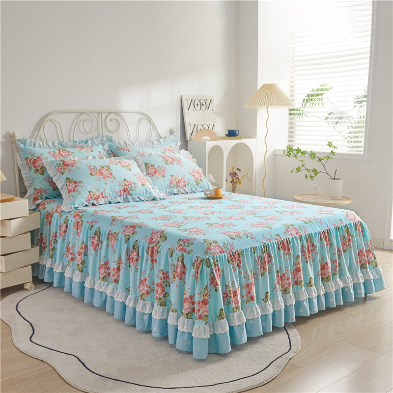 Anais Romantic Floral Ruffled Cotton Bedding Set
